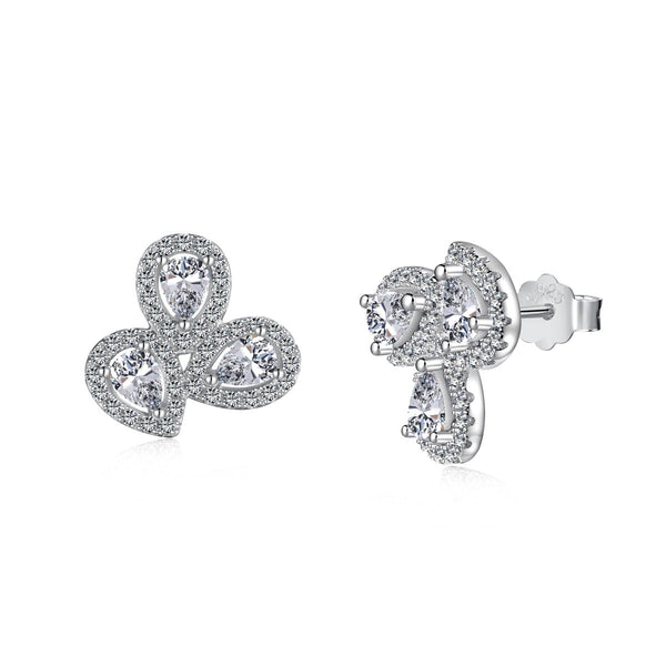 <MAGIC>Ornate Flower Shape Pear Cut Lover Earrings